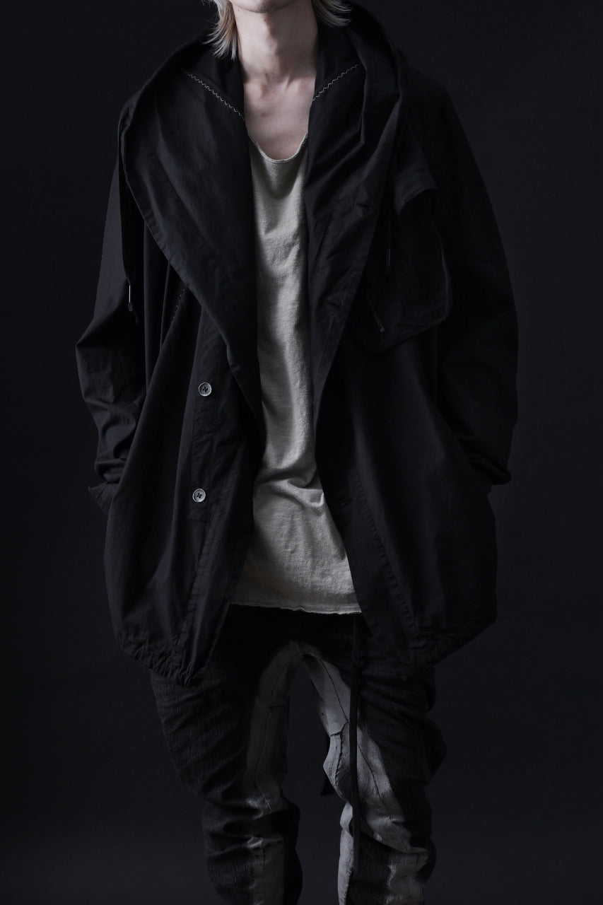 画像をギャラリービューアに読み込む, masnada CROPPED LOOSE POCKET PARKA JACKET / STRETCH COTTON RIPSTOP (SOLID BLACK)