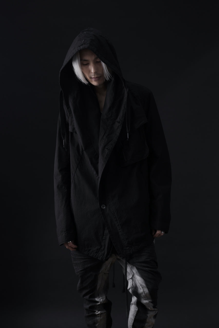 画像をギャラリービューアに読み込む, masnada CROPPED LOOSE POCKET PARKA JACKET / STRETCH COTTON RIPSTOP (SOLID BLACK)