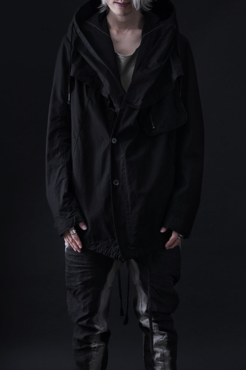 画像をギャラリービューアに読み込む, masnada CROPPED LOOSE POCKET PARKA JACKET / STRETCH COTTON RIPSTOP (SOLID BLACK)
