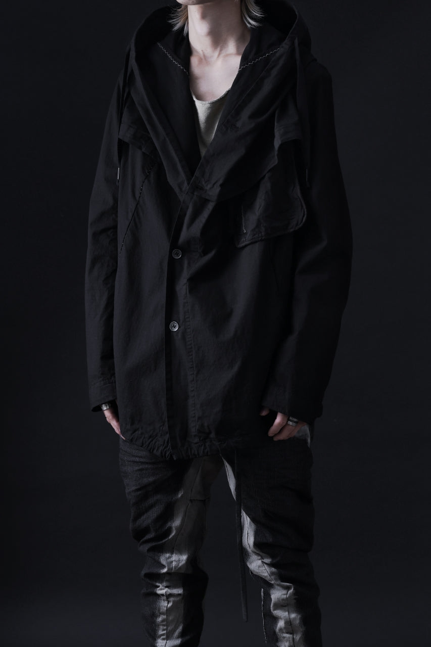 画像をギャラリービューアに読み込む, masnada CROPPED LOOSE POCKET PARKA JACKET / STRETCH COTTON RIPSTOP (SOLID BLACK)