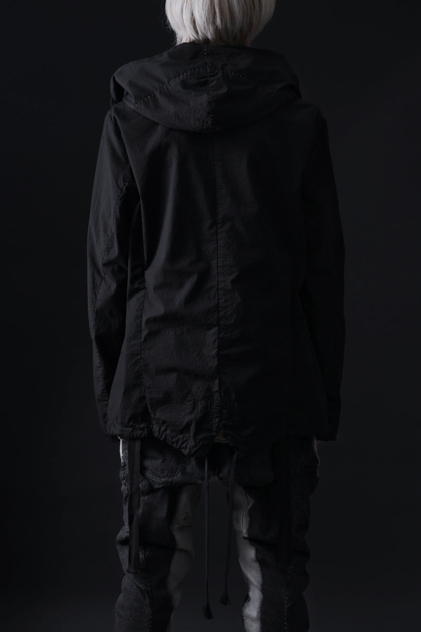 画像をギャラリービューアに読み込む, masnada CROPPED LOOSE POCKET PARKA JACKET / STRETCH COTTON RIPSTOP (SOLID BLACK)