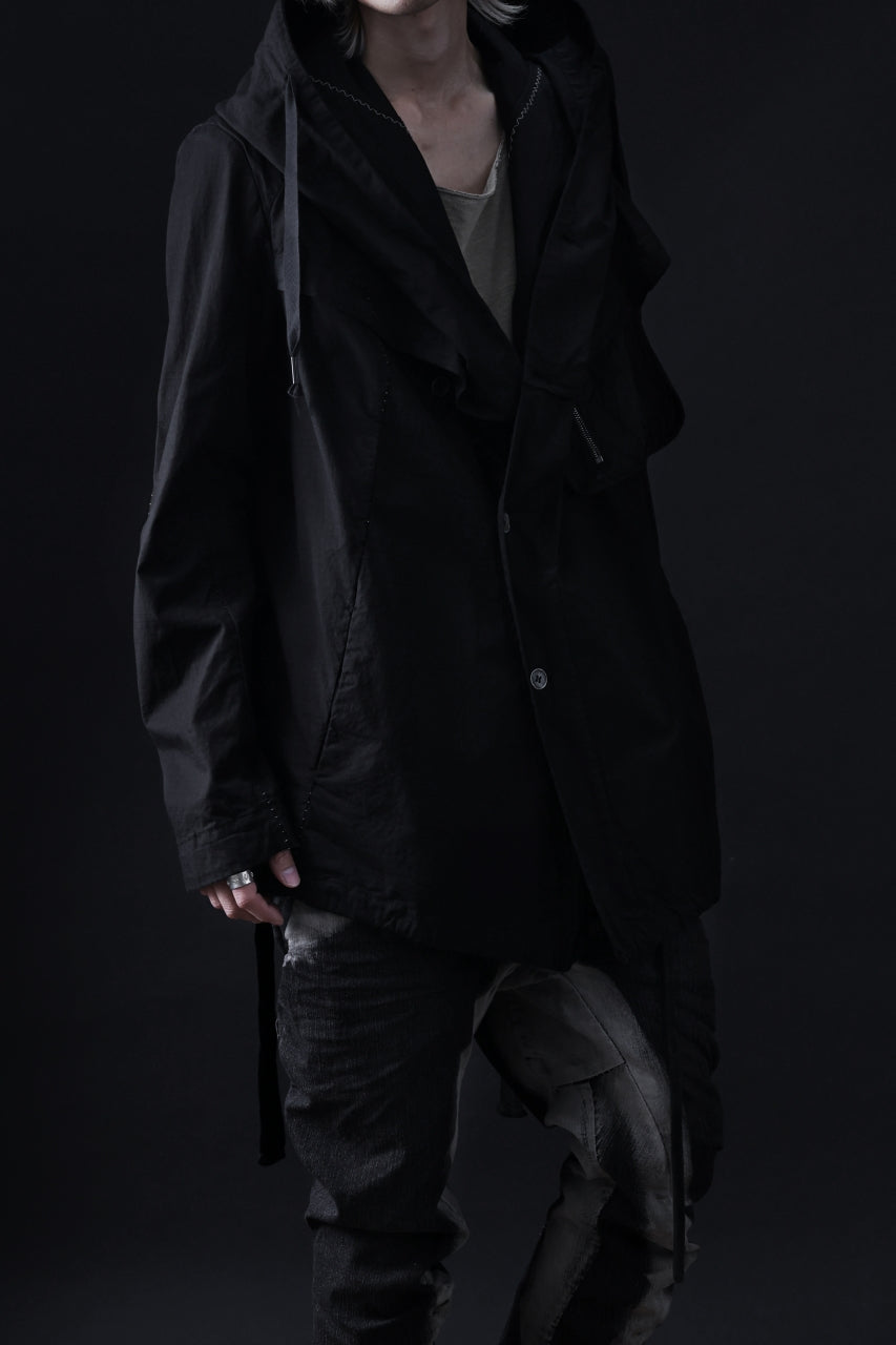 画像をギャラリービューアに読み込む, masnada CROPPED LOOSE POCKET PARKA JACKET / STRETCH COTTON RIPSTOP (SOLID BLACK)