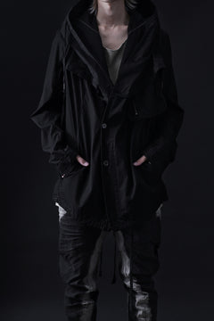画像をギャラリービューアに読み込む, masnada CROPPED LOOSE POCKET PARKA JACKET / STRETCH COTTON RIPSTOP (SOLID BLACK)