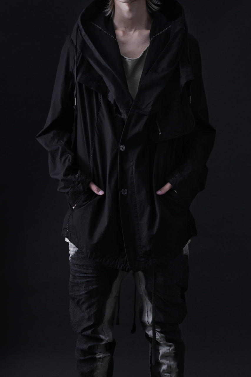画像をギャラリービューアに読み込む, masnada CROPPED LOOSE POCKET PARKA JACKET / STRETCH COTTON RIPSTOP (SOLID BLACK)