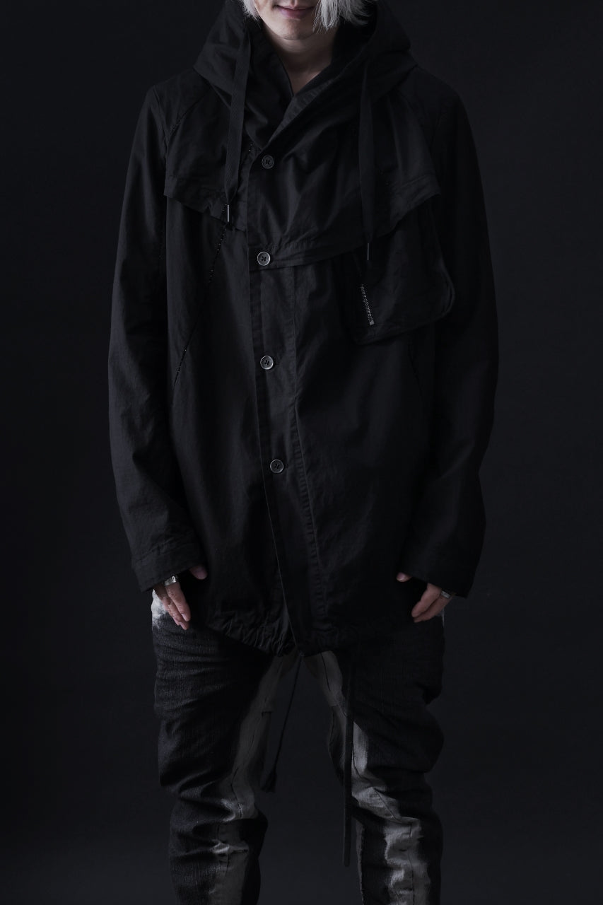 画像をギャラリービューアに読み込む, masnada CROPPED LOOSE POCKET PARKA JACKET / STRETCH COTTON RIPSTOP (SOLID BLACK)
