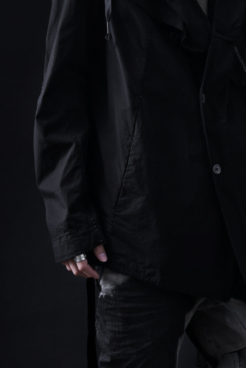 画像をギャラリービューアに読み込む, masnada CROPPED LOOSE POCKET PARKA JACKET / STRETCH COTTON RIPSTOP (SOLID BLACK)