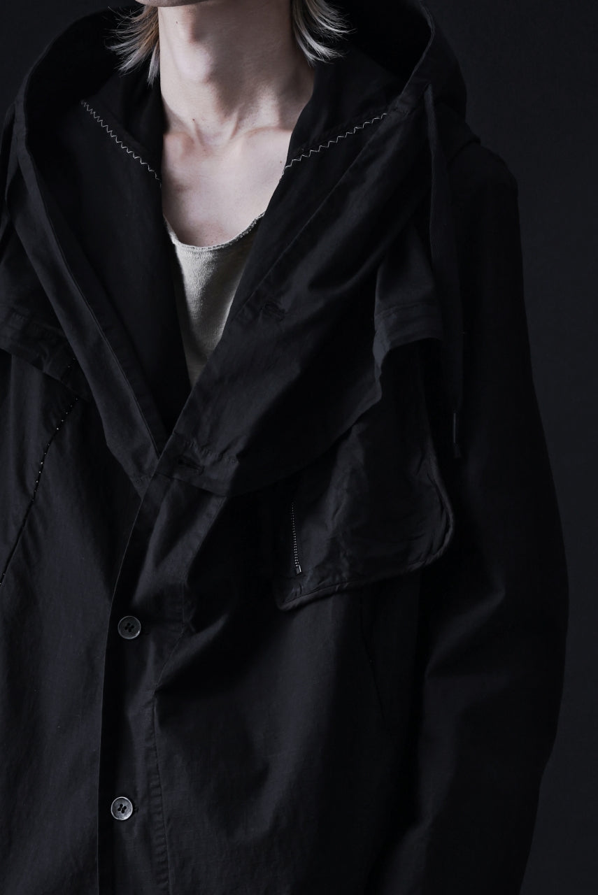 画像をギャラリービューアに読み込む, masnada CROPPED LOOSE POCKET PARKA JACKET / STRETCH COTTON RIPSTOP (SOLID BLACK)
