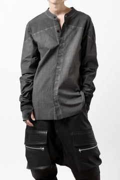 Load image into Gallery viewer, thomkrom NO COLLAR SHIRT/ JERSEY+WOVEN (BLACK OIL)