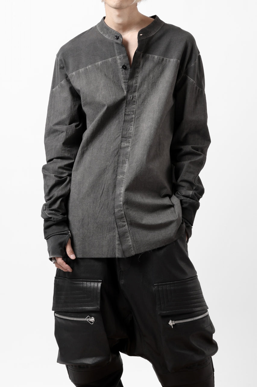 Load image into Gallery viewer, thomkrom NO COLLAR SHIRT/ JERSEY+WOVEN (BLACK OIL)