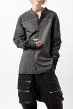 Load image into Gallery viewer, thomkrom NO COLLAR SHIRT/ JERSEY+WOVEN (BLACK OIL)