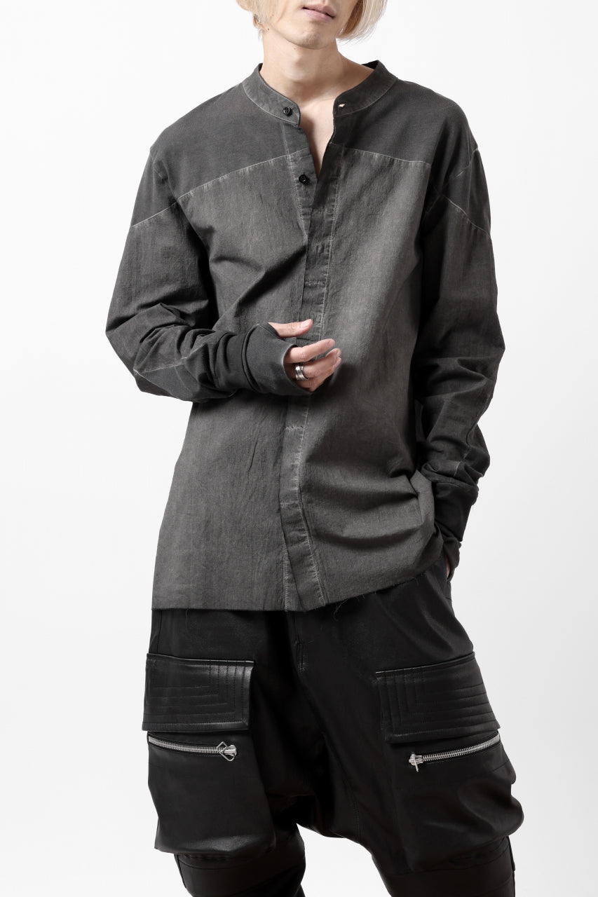 Load image into Gallery viewer, thomkrom NO COLLAR SHIRT/ JERSEY+WOVEN (BLACK OIL)