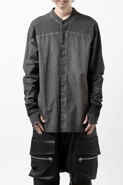 Load image into Gallery viewer, thomkrom NO COLLAR SHIRT/ JERSEY+WOVEN (BLACK OIL)