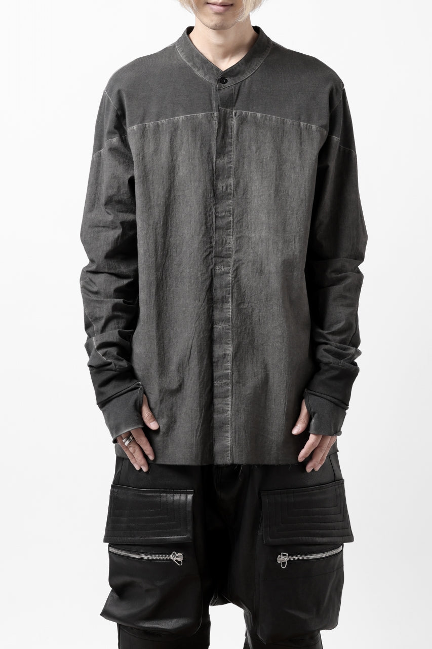 Load image into Gallery viewer, thomkrom NO COLLAR SHIRT/ JERSEY+WOVEN (BLACK OIL)