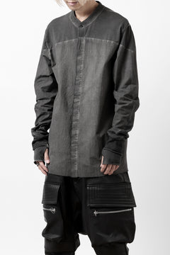 Load image into Gallery viewer, thomkrom NO COLLAR SHIRT/ JERSEY+WOVEN (BLACK OIL)