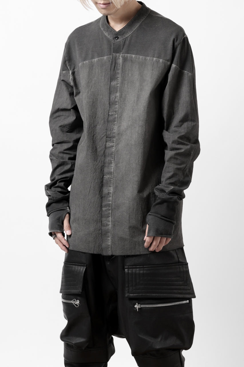 Load image into Gallery viewer, thomkrom NO COLLAR SHIRT/ JERSEY+WOVEN (BLACK OIL)