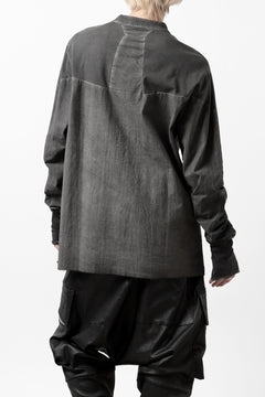 Load image into Gallery viewer, thomkrom NO COLLAR SHIRT/ JERSEY+WOVEN (BLACK OIL)