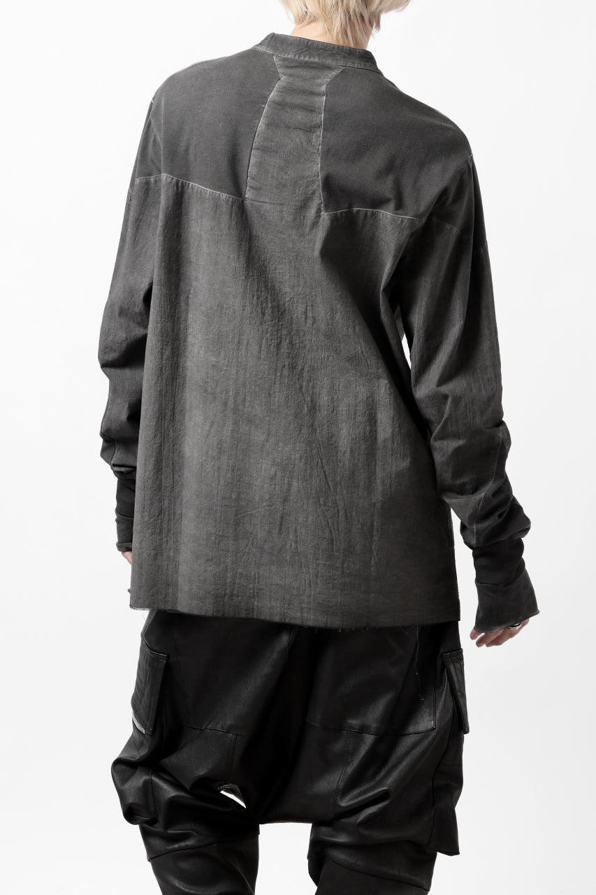Load image into Gallery viewer, thomkrom NO COLLAR SHIRT/ JERSEY+WOVEN (BLACK OIL)