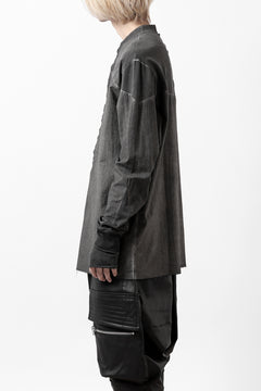 Load image into Gallery viewer, thomkrom NO COLLAR SHIRT/ JERSEY+WOVEN (BLACK OIL)