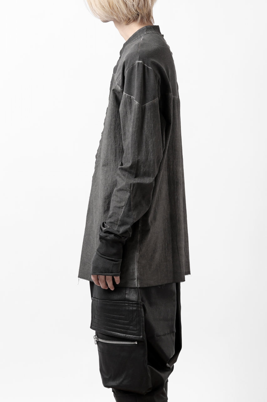 Load image into Gallery viewer, thomkrom NO COLLAR SHIRT/ JERSEY+WOVEN (BLACK OIL)