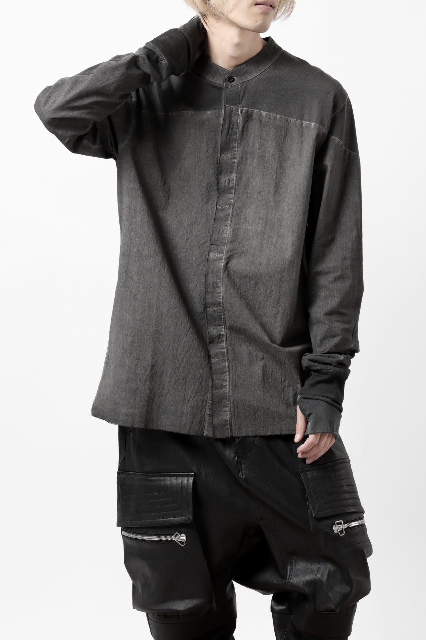 Load image into Gallery viewer, thomkrom NO COLLAR SHIRT/ JERSEY+WOVEN (BLACK OIL)