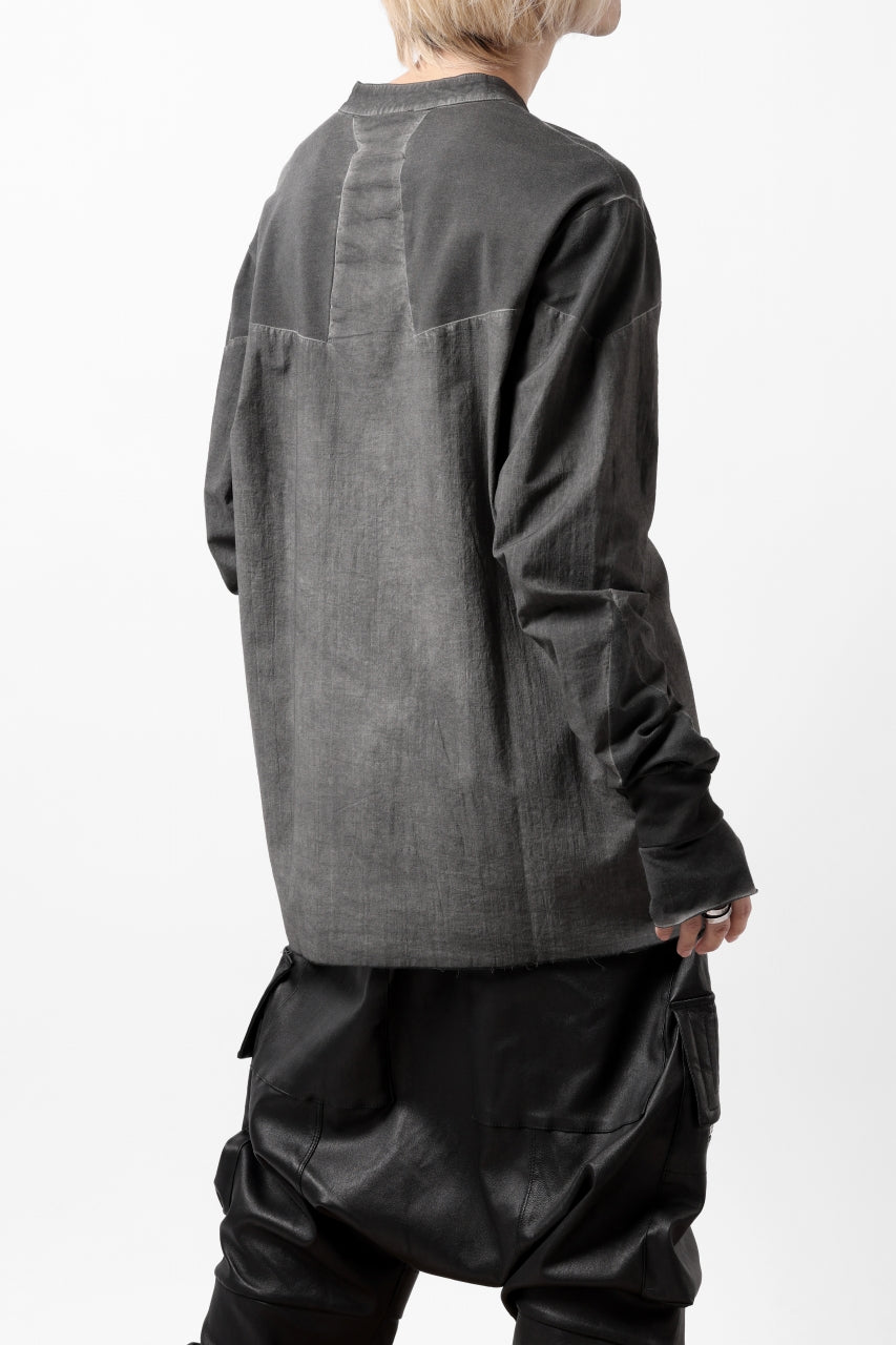 Load image into Gallery viewer, thomkrom NO COLLAR SHIRT/ JERSEY+WOVEN (BLACK OIL)