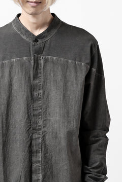 Load image into Gallery viewer, thomkrom NO COLLAR SHIRT/ JERSEY+WOVEN (BLACK OIL)