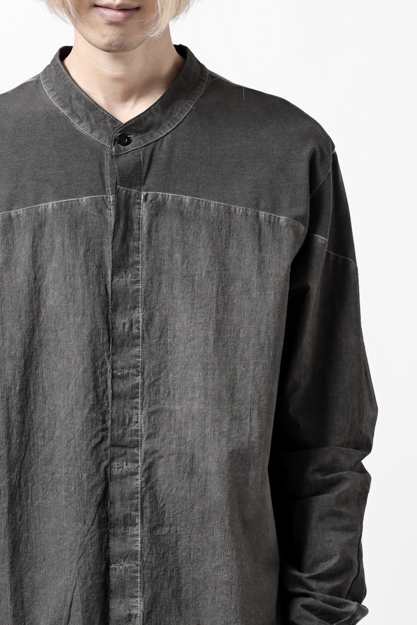 Load image into Gallery viewer, thomkrom NO COLLAR SHIRT/ JERSEY+WOVEN (BLACK OIL)