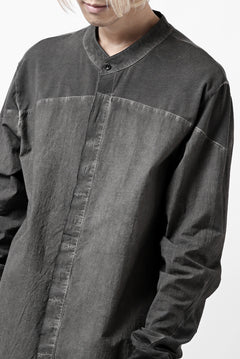 Load image into Gallery viewer, thomkrom NO COLLAR SHIRT/ JERSEY+WOVEN (BLACK OIL)