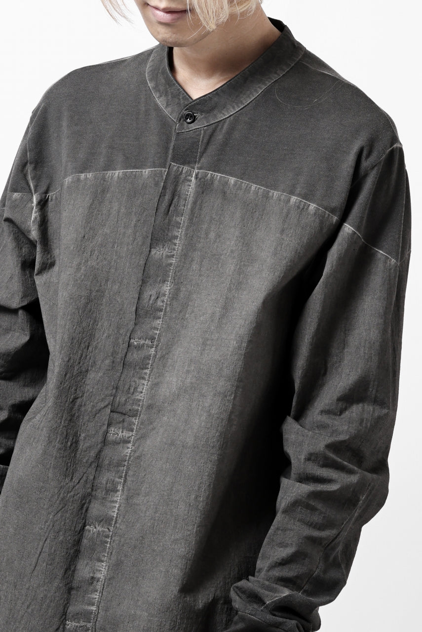 Load image into Gallery viewer, thomkrom NO COLLAR SHIRT/ JERSEY+WOVEN (BLACK OIL)