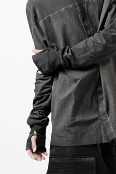 Load image into Gallery viewer, thomkrom NO COLLAR SHIRT/ JERSEY+WOVEN (BLACK OIL)