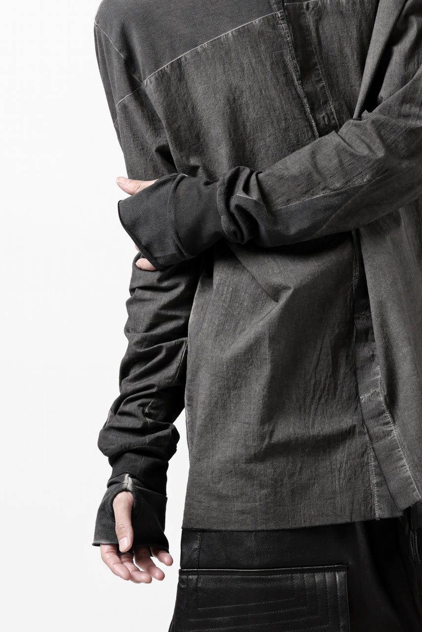 Load image into Gallery viewer, thomkrom NO COLLAR SHIRT/ JERSEY+WOVEN (BLACK OIL)