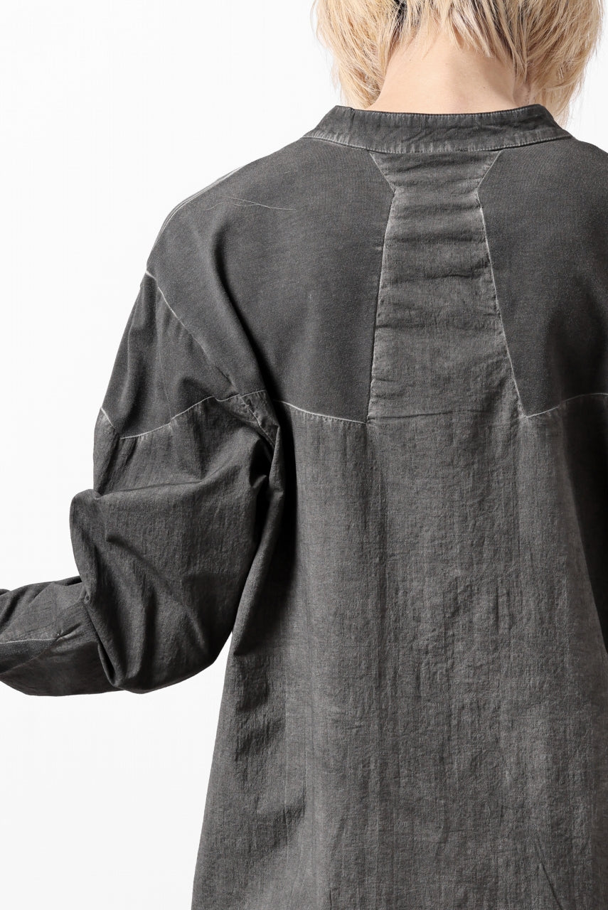 Load image into Gallery viewer, thomkrom NO COLLAR SHIRT/ JERSEY+WOVEN (BLACK OIL)