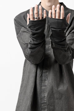 Load image into Gallery viewer, thomkrom NO COLLAR SHIRT/ JERSEY+WOVEN (BLACK OIL)