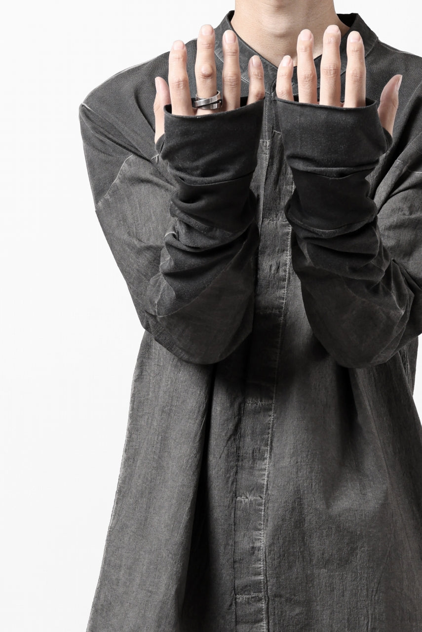 Load image into Gallery viewer, thomkrom NO COLLAR SHIRT/ JERSEY+WOVEN (BLACK OIL)