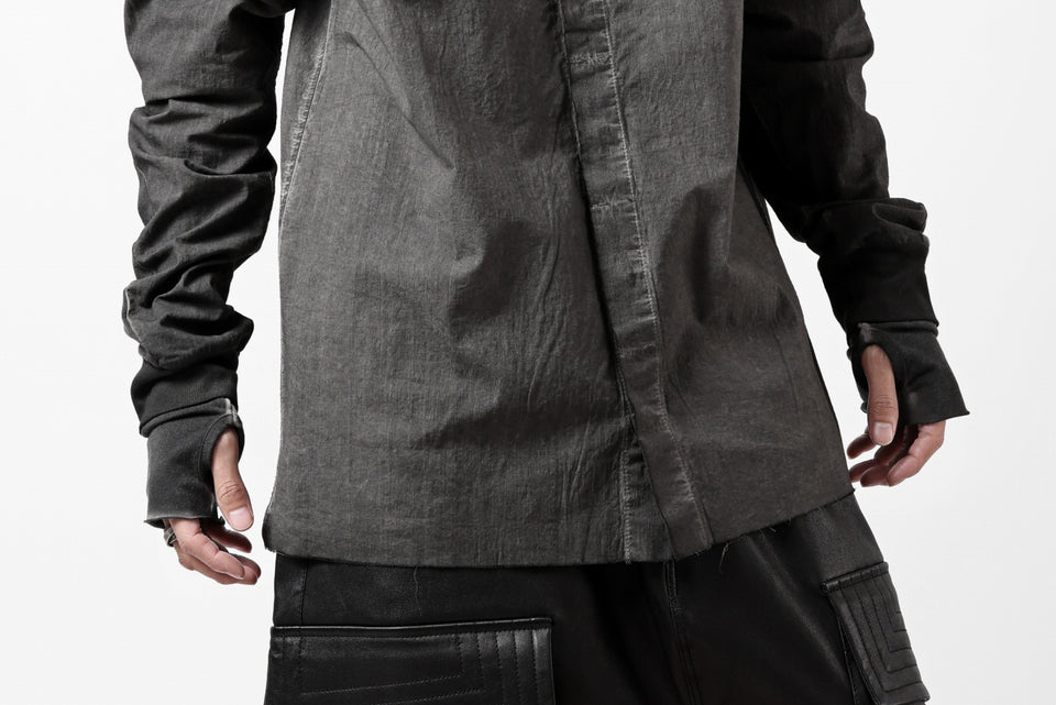 Load image into Gallery viewer, thomkrom NO COLLAR SHIRT/ JERSEY+WOVEN (BLACK OIL)