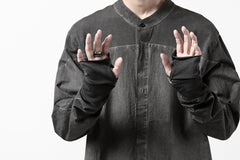 Load image into Gallery viewer, thomkrom NO COLLAR SHIRT/ JERSEY+WOVEN (BLACK OIL)