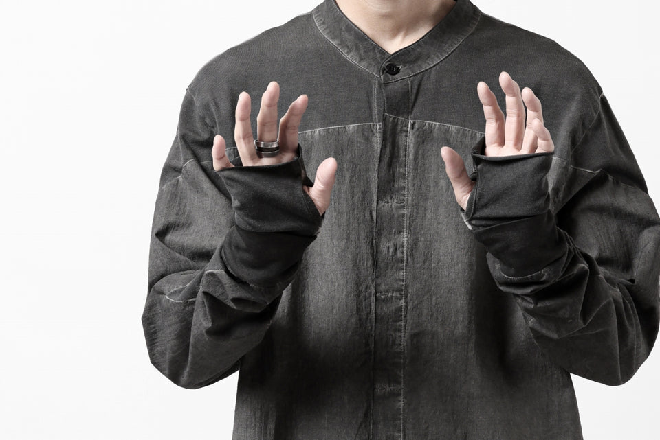 Load image into Gallery viewer, thomkrom NO COLLAR SHIRT/ JERSEY+WOVEN (BLACK OIL)