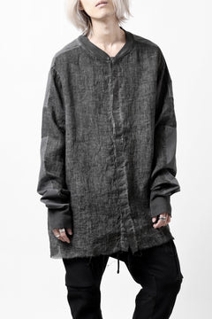 画像をギャラリービューアに読み込む, thom/krom DYEING BOMBER-SHIRT / LINEN+ELASTIC NYLON (BLACK OIL)