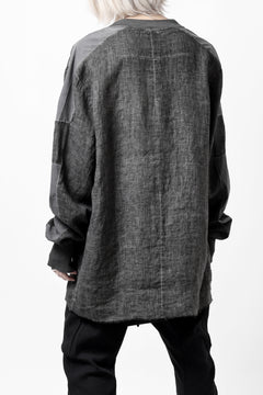 画像をギャラリービューアに読み込む, thom/krom DYEING BOMBER-SHIRT / LINEN+ELASTIC NYLON (BLACK OIL)