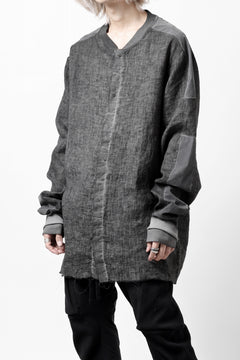 画像をギャラリービューアに読み込む, thom/krom DYEING BOMBER-SHIRT / LINEN+ELASTIC NYLON (BLACK OIL)