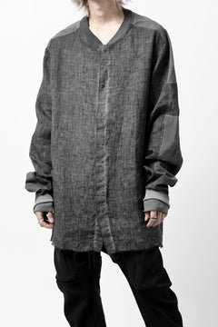 画像をギャラリービューアに読み込む, thom/krom DYEING BOMBER-SHIRT / LINEN+ELASTIC NYLON (BLACK OIL)