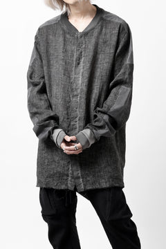 画像をギャラリービューアに読み込む, thom/krom DYEING BOMBER-SHIRT / LINEN+ELASTIC NYLON (BLACK OIL)