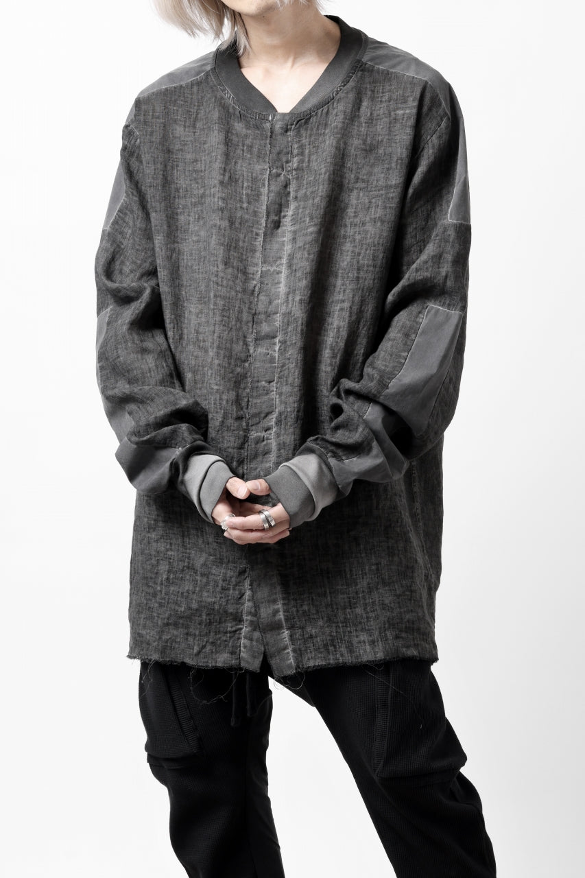 画像をギャラリービューアに読み込む, thom/krom DYEING BOMBER-SHIRT / LINEN+ELASTIC NYLON (BLACK OIL)