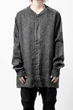 画像をギャラリービューアに読み込む, thom/krom DYEING BOMBER-SHIRT / LINEN+ELASTIC NYLON (BLACK OIL)