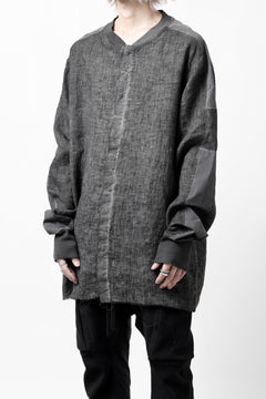 画像をギャラリービューアに読み込む, thom/krom DYEING BOMBER-SHIRT / LINEN+ELASTIC NYLON (BLACK OIL)
