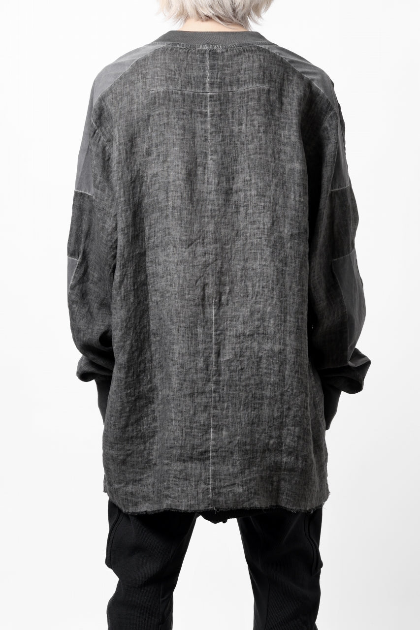 画像をギャラリービューアに読み込む, thom/krom DYEING BOMBER-SHIRT / LINEN+ELASTIC NYLON (BLACK OIL)
