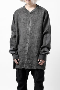 画像をギャラリービューアに読み込む, thom/krom DYEING BOMBER-SHIRT / LINEN+ELASTIC NYLON (BLACK OIL)