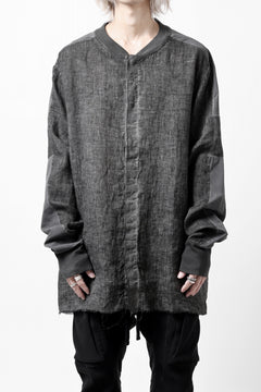 画像をギャラリービューアに読み込む, thom/krom DYEING BOMBER-SHIRT / LINEN+ELASTIC NYLON (BLACK OIL)