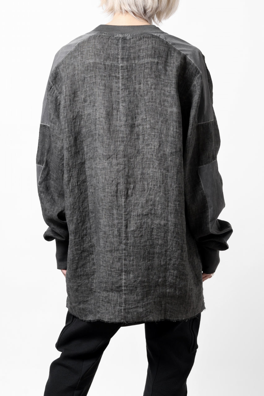 画像をギャラリービューアに読み込む, thom/krom DYEING BOMBER-SHIRT / LINEN+ELASTIC NYLON (BLACK OIL)