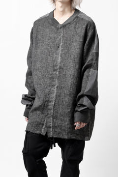 画像をギャラリービューアに読み込む, thom/krom DYEING BOMBER-SHIRT / LINEN+ELASTIC NYLON (BLACK OIL)
